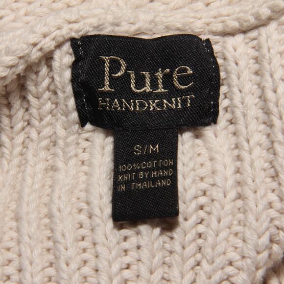 PURE Handkint Cotton Chunky Open front Cardigan Sweater Size Small/Medium - Picture 9 of 10